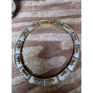 Gold & Silver Panther Link Collar Necklace With Hinged Clasp